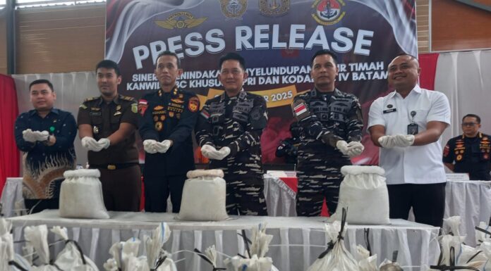 DJBC Kepri Bersama Kodaeral IV Batam Tindak Penyelundupan Pasir Timah