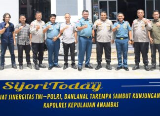 Danlanal Tarempa Sambut Kunjungan Kerja Kapolres Kepulauan Anambas 