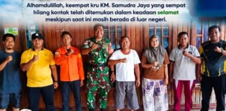 Empat ABK KM Samudera Jaya Ditemukan Selamat di Perairan Malaysia