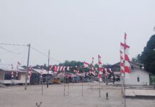 Pemdes Bakong Bersama Pemuda Bagikan 1.000 Bendera Merah Putih ke Masyarakat